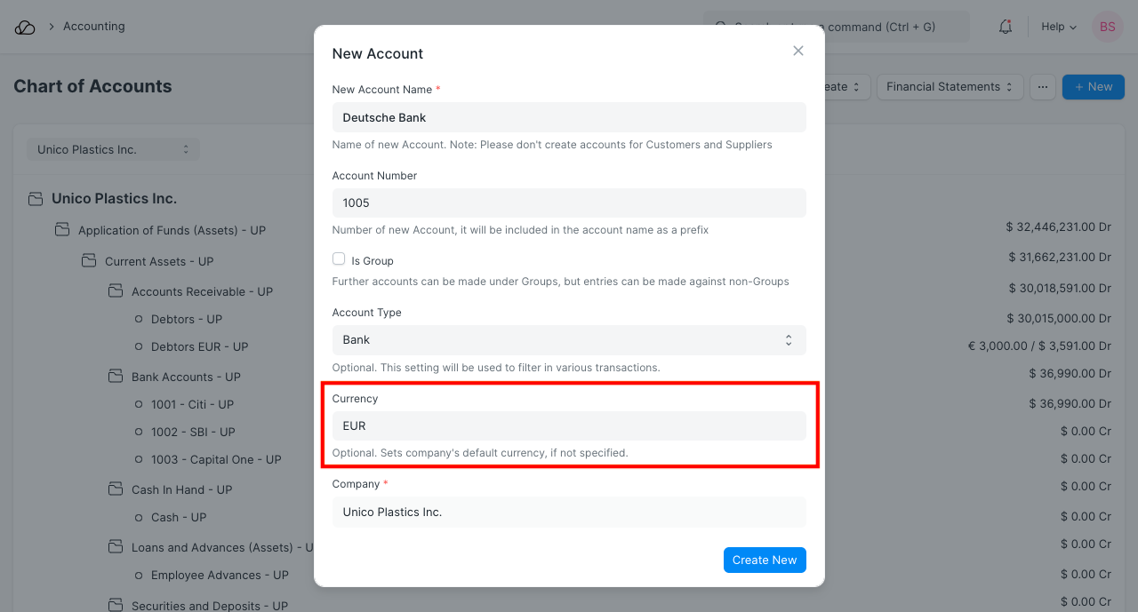 Currency in Ledger