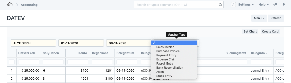 DATEV Export Filters