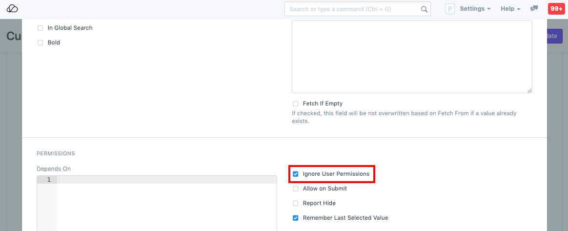 Ignore User Permissions on specific properties