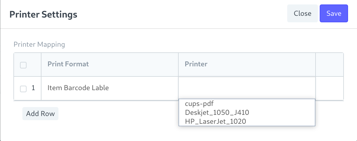 print format - printer mapping