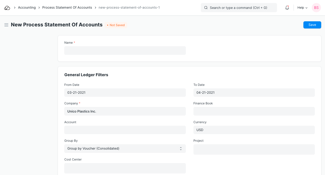New Process Statement of Accounts