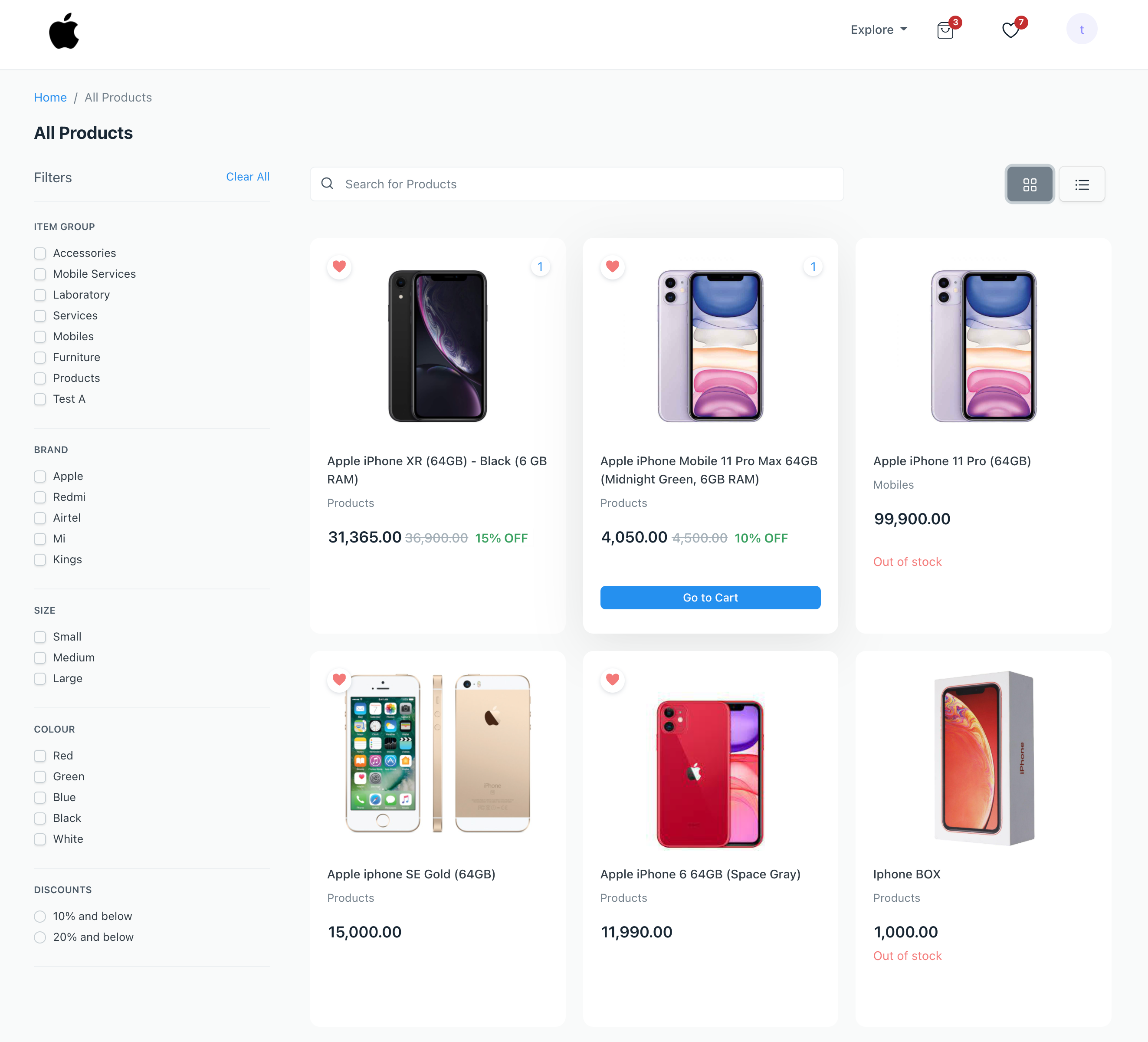 Product Grid View