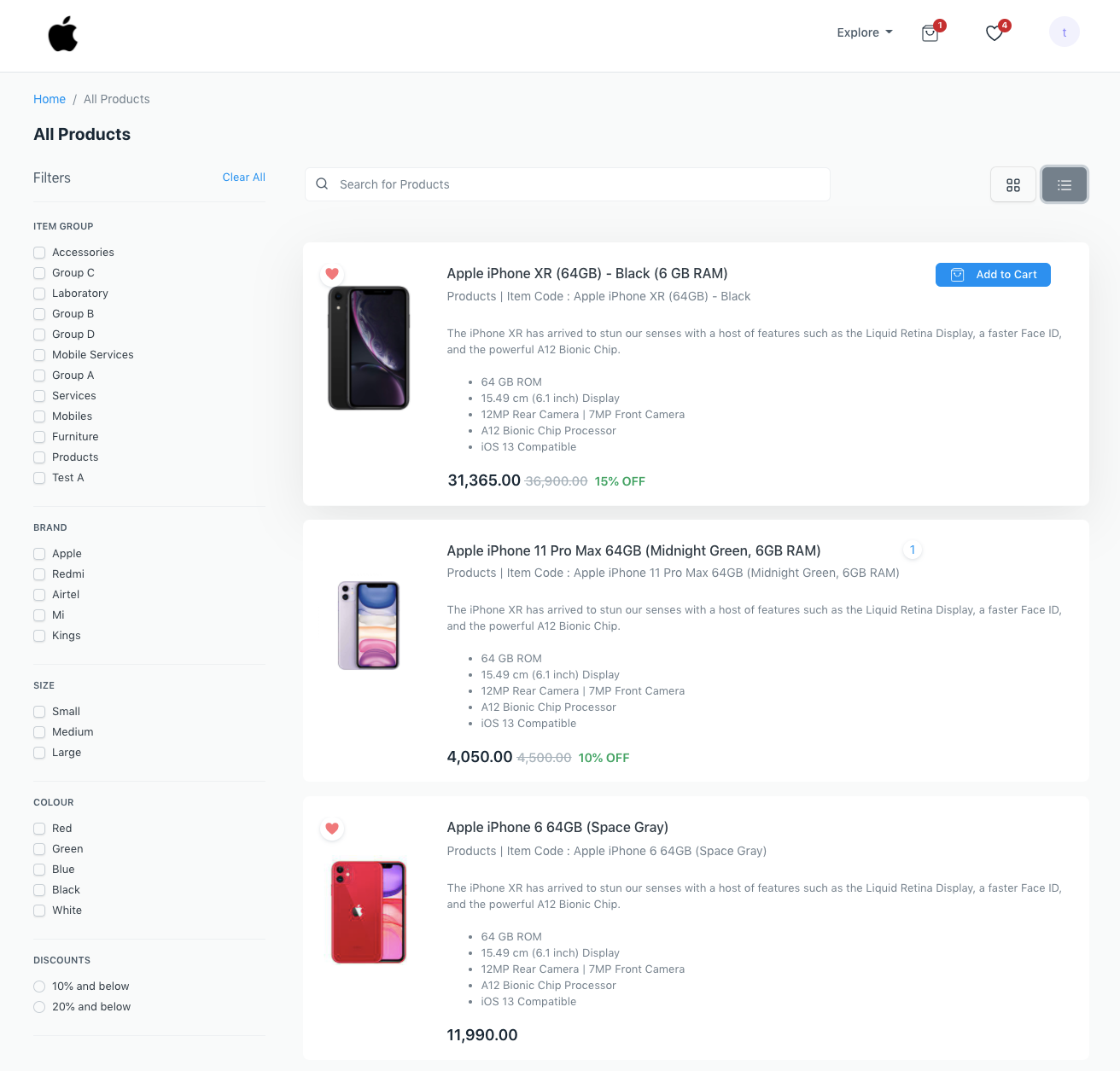 Product List View