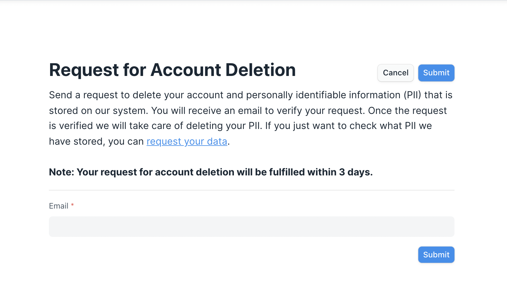 Request for Account Deletion