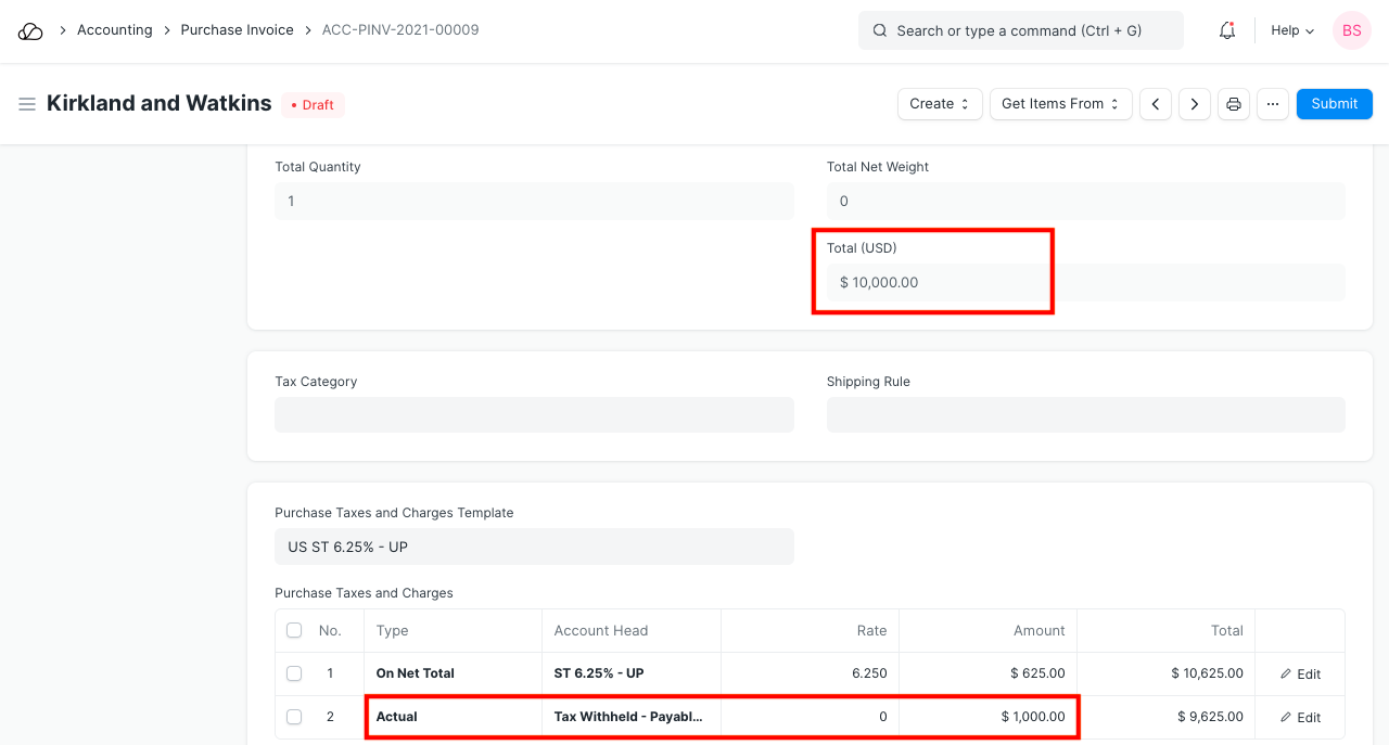 Tax Withholding Category Cumulative Threshhold