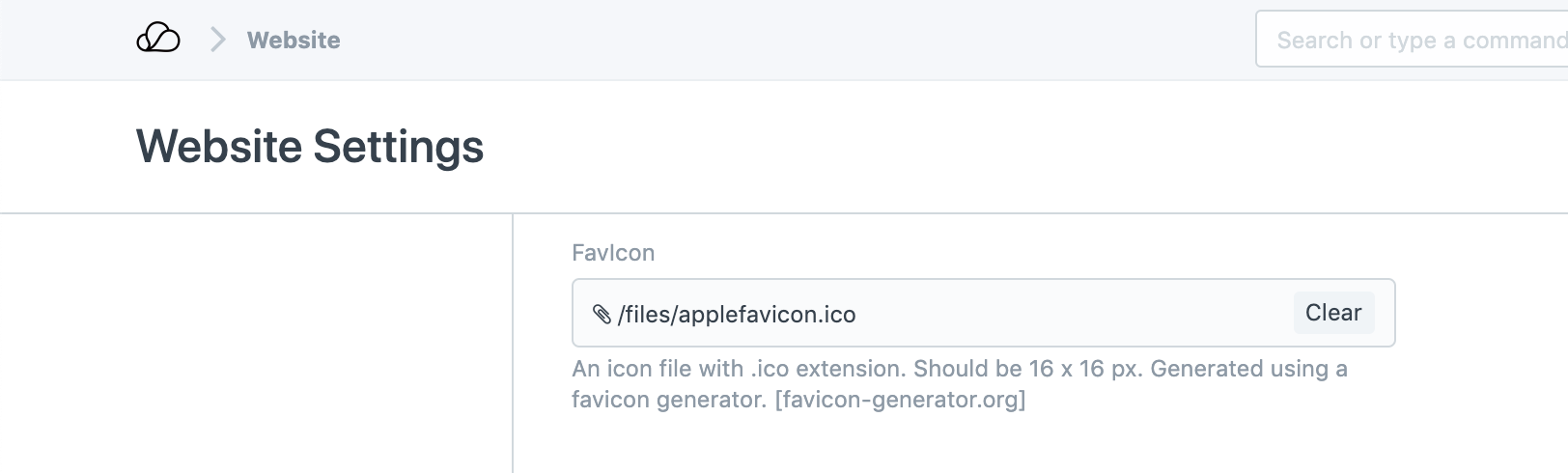 Website Settings - Favicon